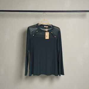 Ramy Brook Teal Sheer Panel Blouse